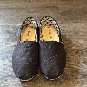 Toms Black Canvas Slip-On Loafers